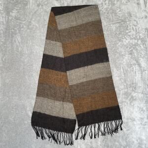 Womens Blanket Scarf Striped Fringe Brown Tan Neutral Long Soft Boho Fall Large
